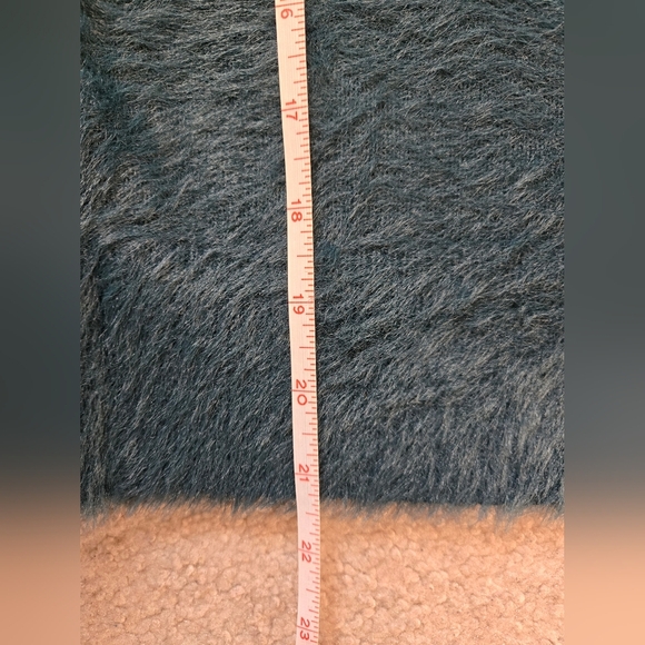 BANANA REPUBLIC Dark Teal Fuzzy Sweater with Gold Button Shoulder Detail.Size XS - Picture 9 of 9